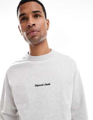 Jack & Jones Oversize Sweatshirt With Embroidered Logo In Gray
