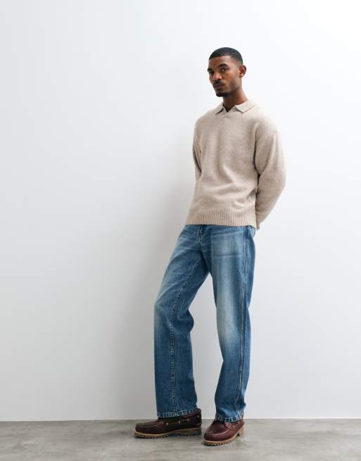Jack & Jones oversize sweter polo z puszystej dzianiny w beżowym kolorze, 3 z 5