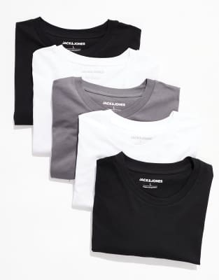 Jack & Jones Oversize T-shirt 5 Pack In Multi