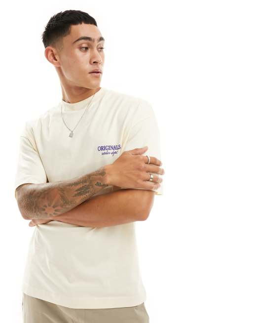 Jack & Jones – Oversize-T-Shirt in Beige mit Logoprint auf dem Rücken, 2 von 4