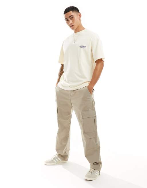 Jack & Jones – Oversize-T-Shirt in Beige mit Logoprint auf dem Rücken, 4 von 4