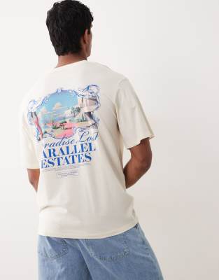 Oversize-T-Shirt in Beige mit „Paradise"-Print-Neutral Neutral XS