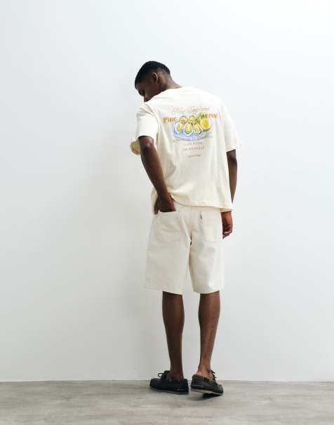 Jack & Jones – Oversize-T-Shirt in Cremeweiß mit Austern-Rückenprint - view 1