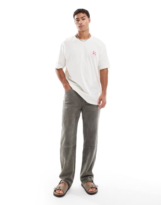 Jack & Jones – Oversize-T-Shirt in Cremeweiß mit Blumenprint auf der Rückseite, 2 von 4