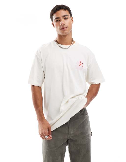 Jack & Jones – Oversize-T-Shirt in Cremeweiß mit Blumenprint auf der Rückseite, 3 von 4