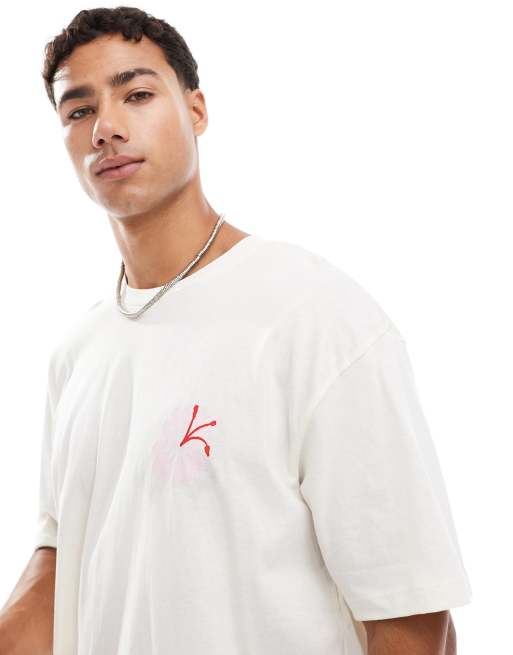 Jack & Jones – Oversize-T-Shirt in Cremeweiß mit Blumenprint auf der Rückseite, 4 von 4