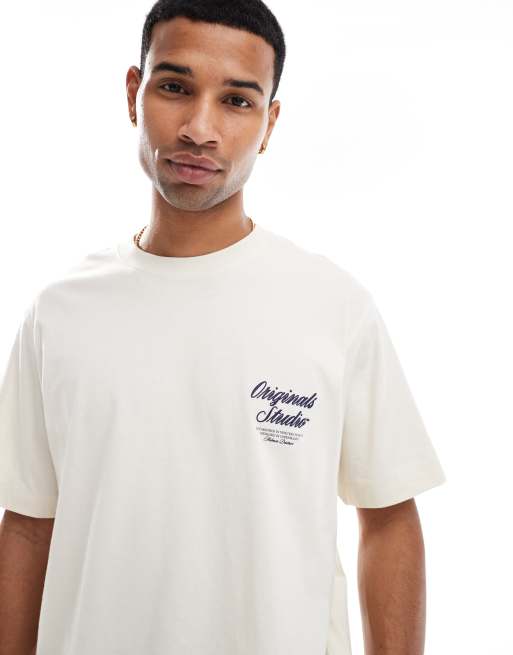 Jack & Jones – Oversize-T-Shirt in Cremeweiß mit Schriftzug am Rücken, 2 von 4