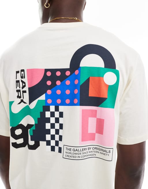 Jack & Jones – Oversize-T-Shirt in Ecru mit Grafikprint am Rücken, 3 von 4