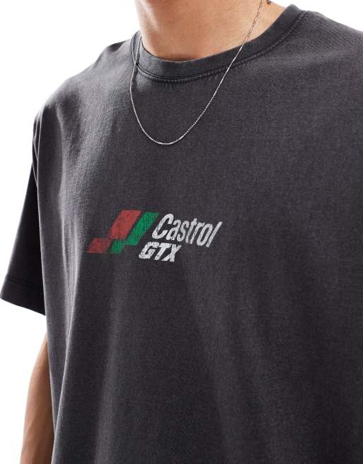 Jack & Jones – Oversize-T-Shirt in Grau mit „Castrol“-Auto-Print, 2 von 4