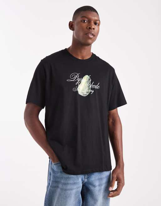 Jack & Jones – Oversize-T-Shirt in Schwarz mit Birnen-Motivprint, 3 von 5