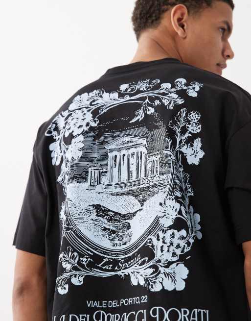 Jack & Jones – Oversize-T-Shirt in Schwarz mit Italien-Rückenprint, 3 von 5