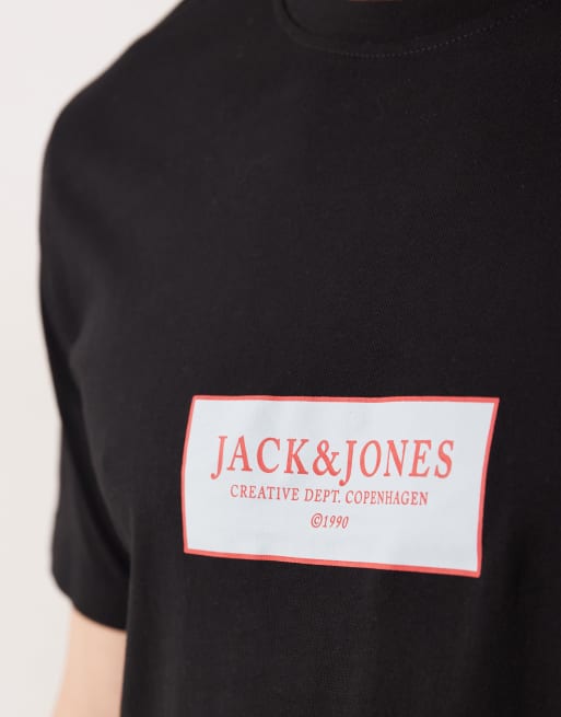 Jack & Jones – Oversize-T-Shirt in Schwarz mit Logo auf der Vorderseite, 4 von 5