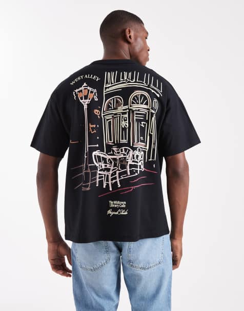 Jack & Jones – Oversize-T-Shirt in Schwarz mit „Originals“-Skizze - view 1