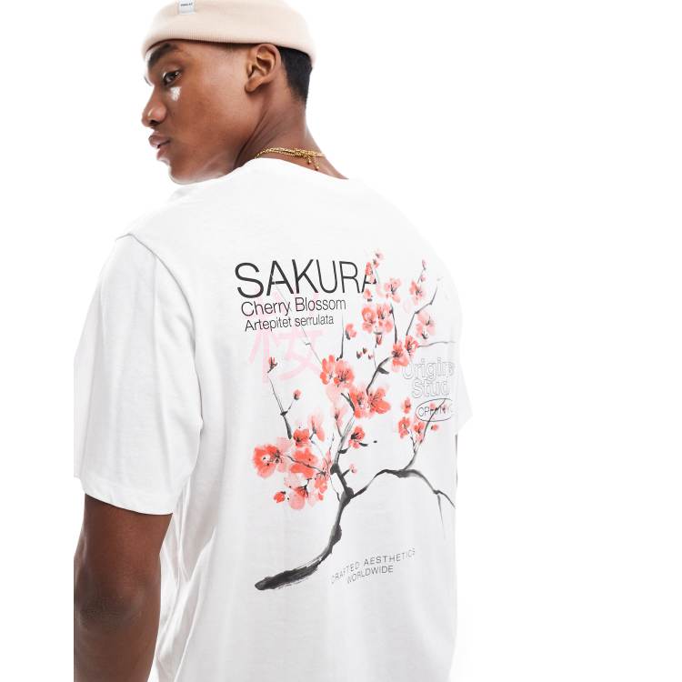 Jack Jones – Oversize-T-Shirt in Weiß mit „Cherry Blossom“-Print
