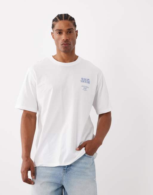 Jack & Jones – Oversize-T-Shirt in Weiß mit Insel-Print am Rücken, 3 von 5