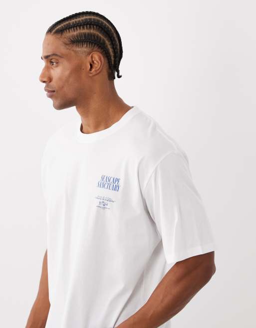 Jack & Jones – Oversize-T-Shirt in Weiß mit Insel-Print am Rücken, 4 von 5
