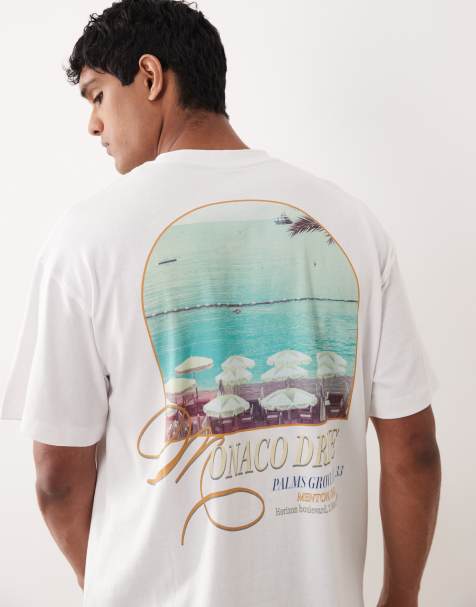 Jack & Jones – Oversize-T-Shirt in Weiß mit Landschaftsprint auf dem Rücken - view 1