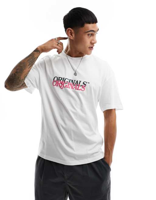 Jack & Jones – Oversize-T-Shirt in Weiß mit „Originals“-Print