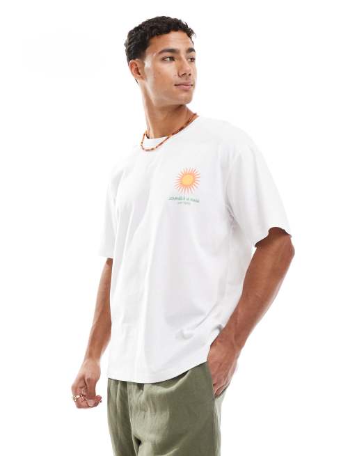 Jack & Jones – Oversize-T-Shirt in Weiß mit Saint Tropez“-Rückenprint, 4 von 4