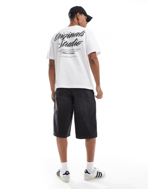 Jack & Jones – Oversize-T-Shirt in Weiß mit Schreibschrift-Rückenprint, 3 von 4