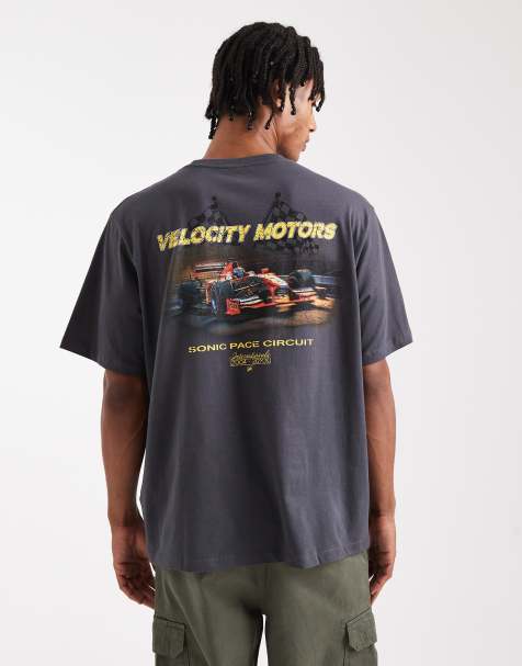 Jack & Jones oversize T-shirt with car back print in gray - view 1