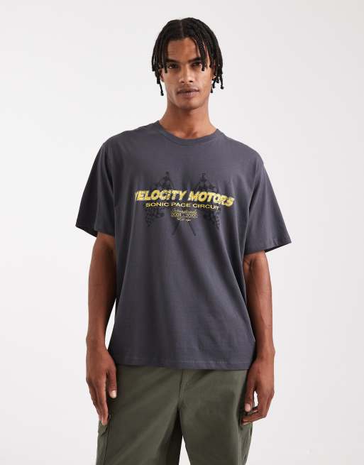 Jack & Jones oversize T-shirt with car back print in gray | ASOS