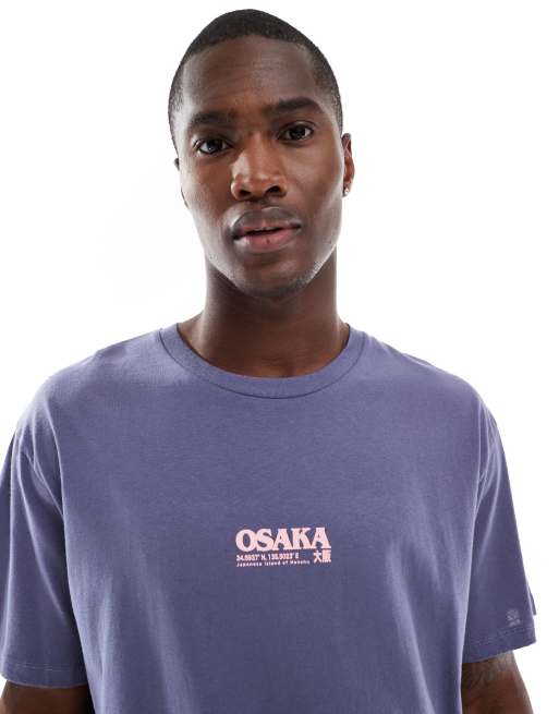 Jack & Jones oversize t-shirt with japanese back print in blue, 2 of 4