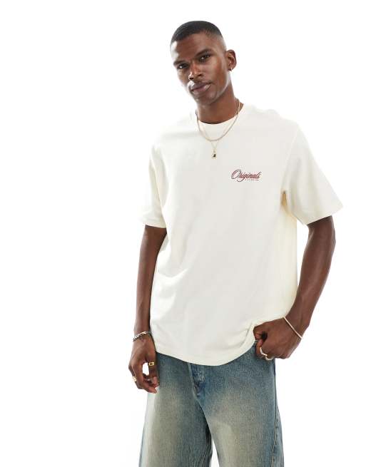 Jack & Jones oversize t-shirt with orginals back print in off white, 2 of 4