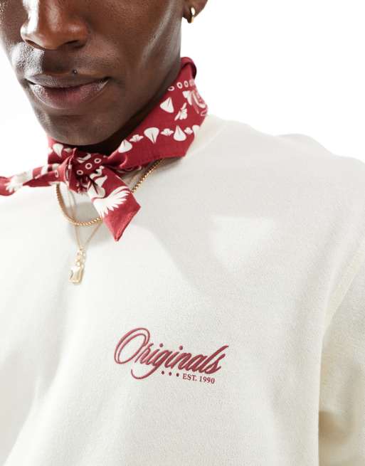 Jack & Jones oversize t-shirt with orginals back print in off white, 3 of 4