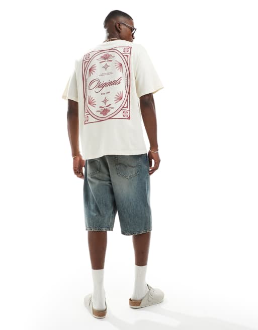 Jack & Jones oversize t-shirt with orginals back print in off white, 4 of 4