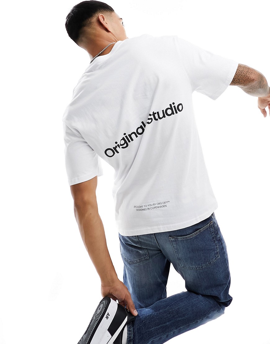 Jack & Jones oversize t-shirt with originals back print in white