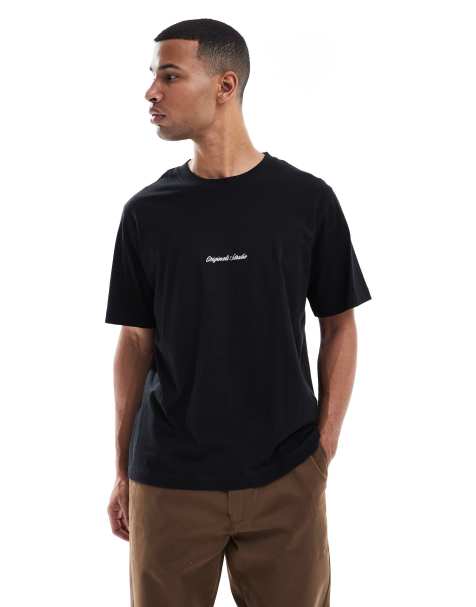 Jack & Jones oversize t-shirt with originals embroidery in black - view 1