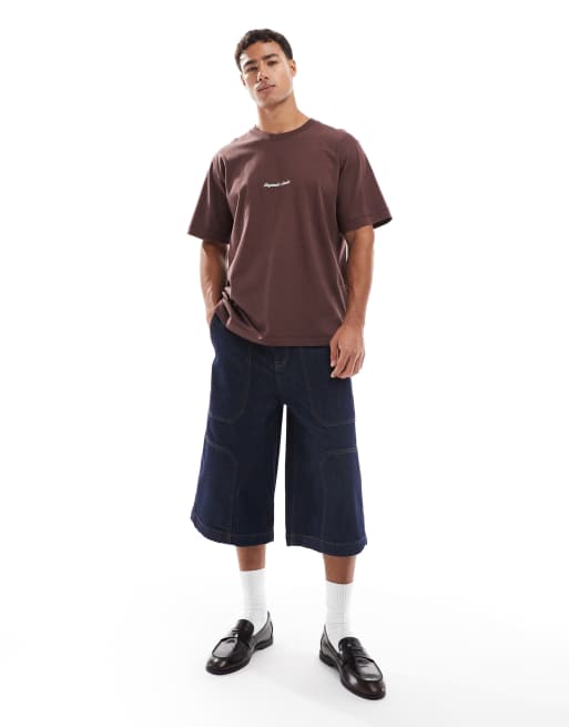 Jack & Jones oversize t-shirt with originals embroidery in brown, 3 of 4