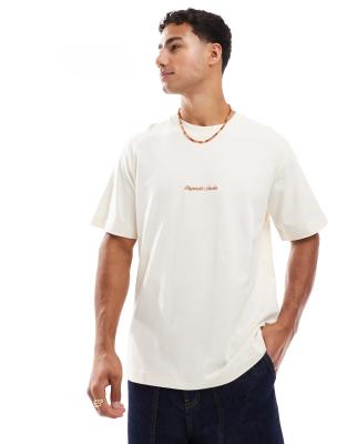 Jack & Jones Oversize T-shirt With Originals Embroidery In White