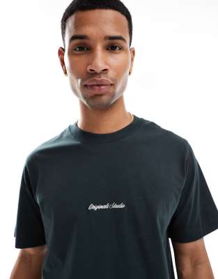 Jack & Jones Oversize T-shirt With Originals Embroidery In Green
