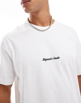 Jack & Jones Oversize T-shirt With Originals Embroidery In White