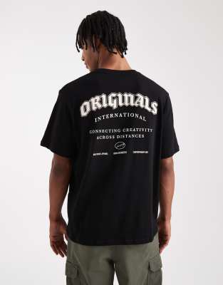 Jack & Jones Oversize T-shirt With Originals Print In Black