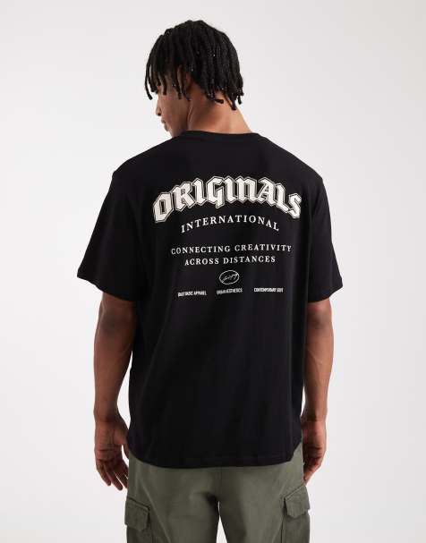 Jack & Jones oversize T-shirt with originals print in black - view 1