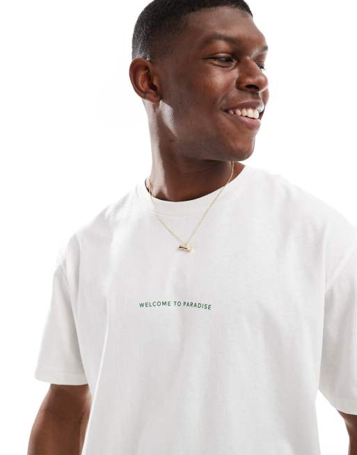 Jack & Jones oversize t-shirt with paradise backprint in white