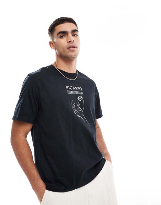 Jack & Jones oversize t-shirt with Picasso print in black | ASOS