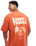 [Jack & Jones] Jack & Jones oversize t-shirt with saint tropez back print in red XS Summer Fig