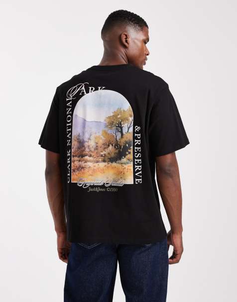 Jack & Jones oversize T-shirt with scenic back print in black - view 1