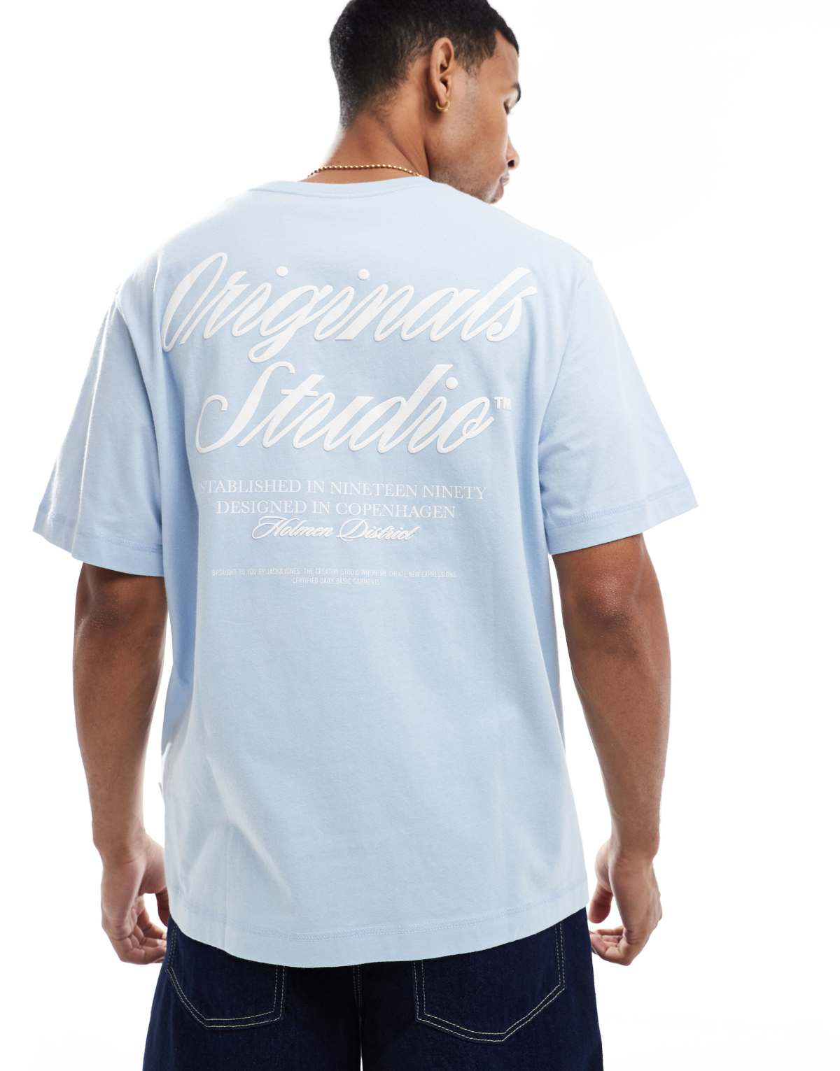 Jack & Jones oversize t-shirt with script back print in blue