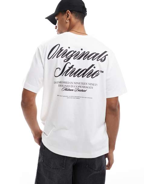 Jack & Jones oversize t-shirt with script back print in white - view 1