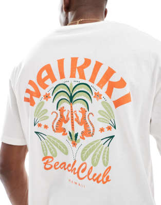 Jack & Jones oversize T-shirt with waikiki backprint in white