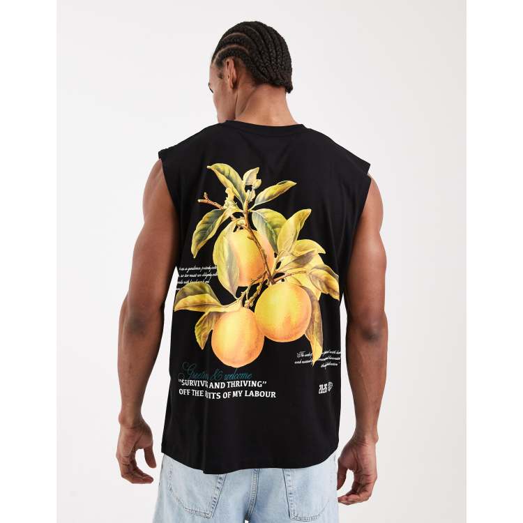 Jack & Jones oversize tank with oranges back print in black | ASOS