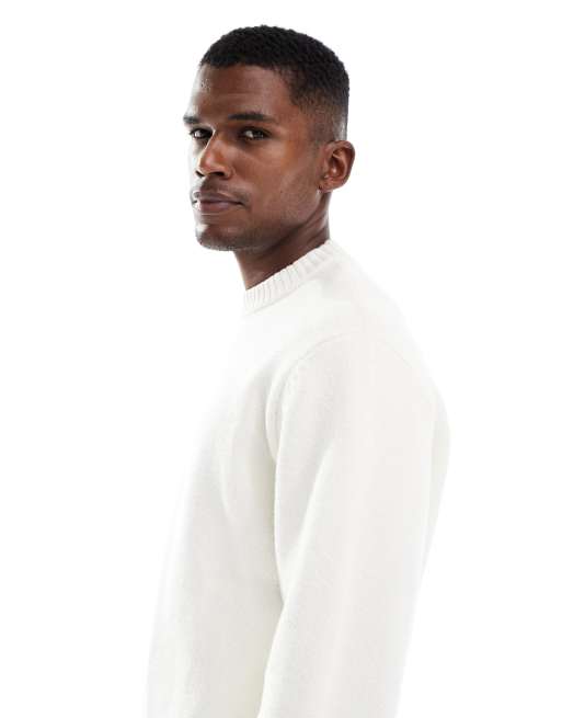 Jack & Jones oversize thick crew neck jumper in cream, 4 of 5