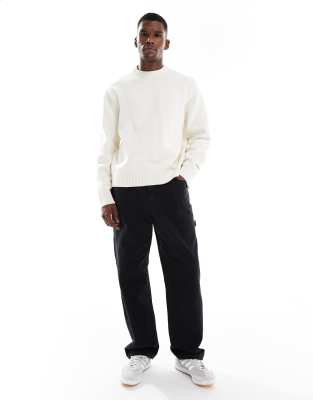 Jack & Jones Oversize Thick Crew Neck Sweater In White
