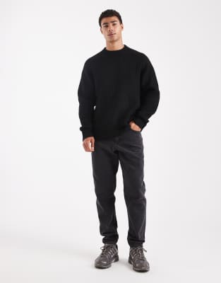 Jack & Jones Oversize Thick Rib Knit Sweater In Black