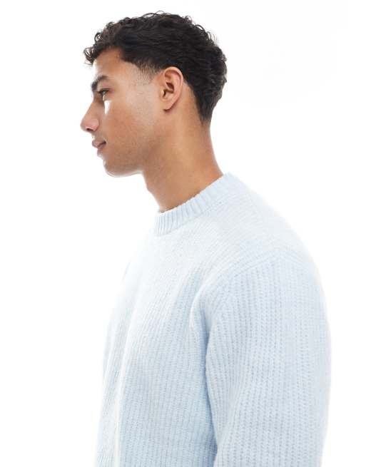Jack & Jones oversize thick rib knit sweater in light blue | ASOS